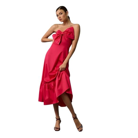 Anthropologie Hutch Strapless Midi Dress with Bow Detail Pink Size 2* - Picture 7 of 9